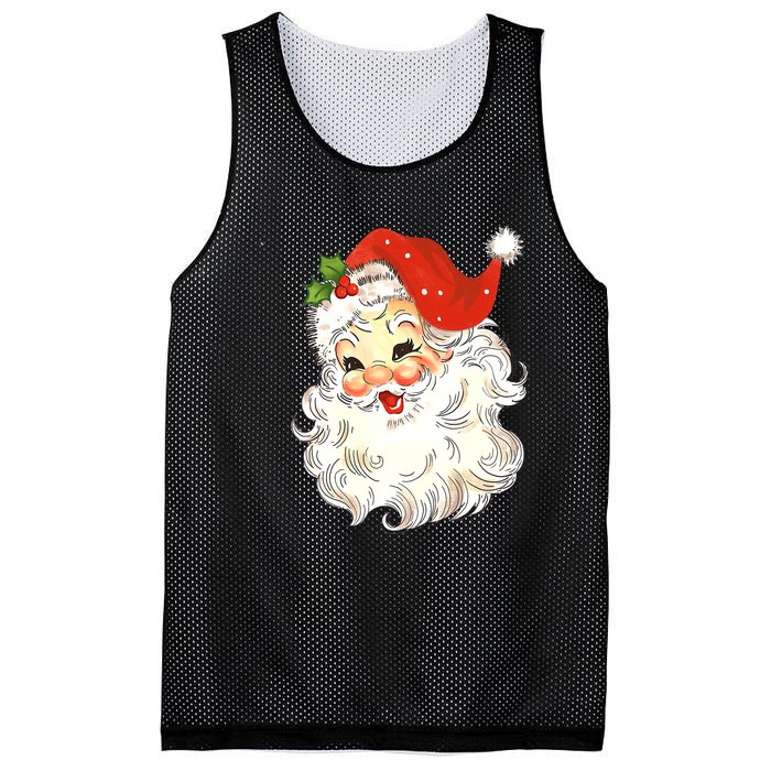 Vintage Christmas Santa Claus Face Old Fashioned Mesh Reversible Basketball Jersey Tank