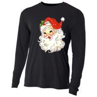 Vintage Christmas Santa Claus Face Old Fashioned Cooling Performance Long Sleeve Crew