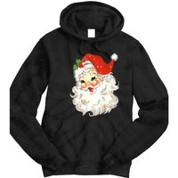 Vintage Christmas Santa Claus Face Old Fashioned Tie Dye Hoodie