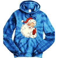 Vintage Christmas Santa Claus Face Old Fashioned Gift Tie Dye Hoodie