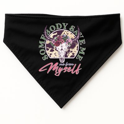 Vintage Cow Skull Somebody Save Me Me From Myself USA-Made Doggie Bandana