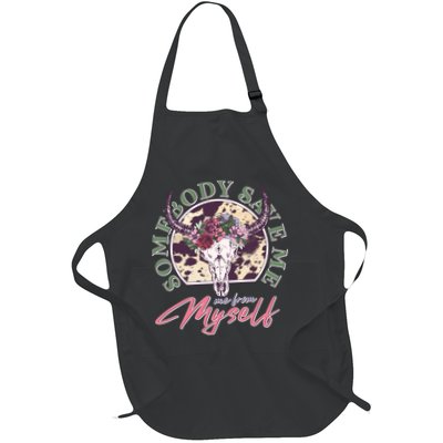Vintage Cow Skull Somebody Save Me Me From Myself Apron
