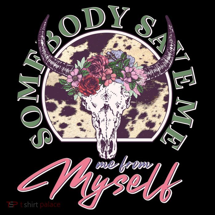 Vintage Cow Skull Somebody Save Me Me From Myself Full-Length Apron With Pockets