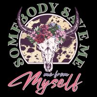 Vintage Cow Skull Somebody Save Me Me From Myself Flatbill Hat