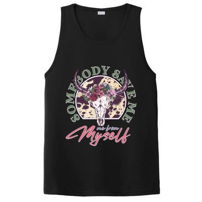 Vintage Cow Skull Somebody Save Me Me From Myself PosiCharge Competitor Tank