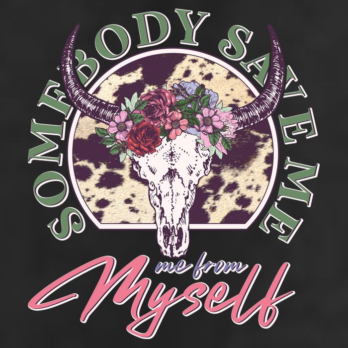 Vintage Cow Skull Somebody Save Me Me From Myself Golf Towel