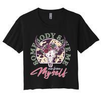Vintage Cow Skull Somebody Save Me Me From Myself Crop Top