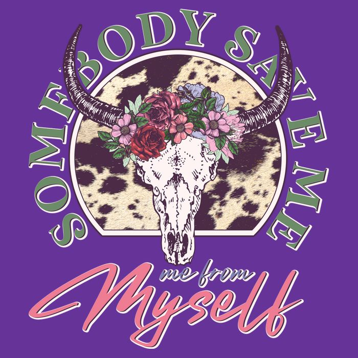 Vintage Cow Skull Somebody Save Me Me From Myself T-Shirt
