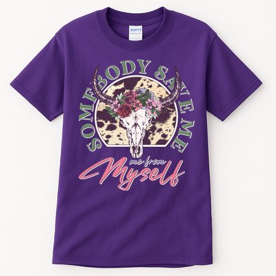 Vintage Cow Skull Somebody Save Me Me From Myself Tall T-Shirt