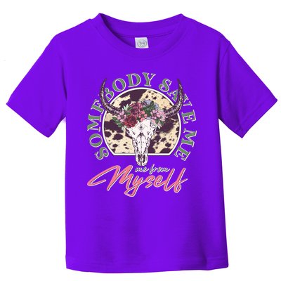 Vintage Cow Skull Somebody Save Me Me From Myself Toddler T-Shirt