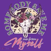 Vintage Cow Skull Somebody Save Me Me From Myself Womens T-Shirt