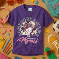 Vintage Cow Skull Somebody Save Me Me From Myself Kids T-Shirt