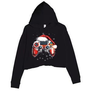 Videogame Controller Santa Hat Christmas Gaming Xmas Gamer Cute Gift Crop Fleece Hoodie