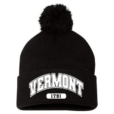 Vermont Collegiate Style 1791 Pom Pom 12in Knit Beanie