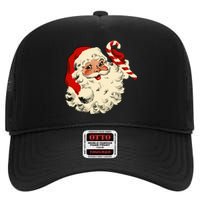 Vintage Christmas Santa Claus Face Funny Old Fashioned Xmas High Crown Mesh Back Trucker Hat