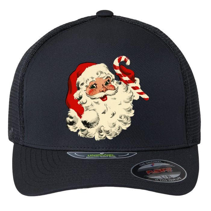 Vintage Christmas Santa Claus Face Funny Old Fashioned Xmas Flexfit Unipanel Trucker Cap