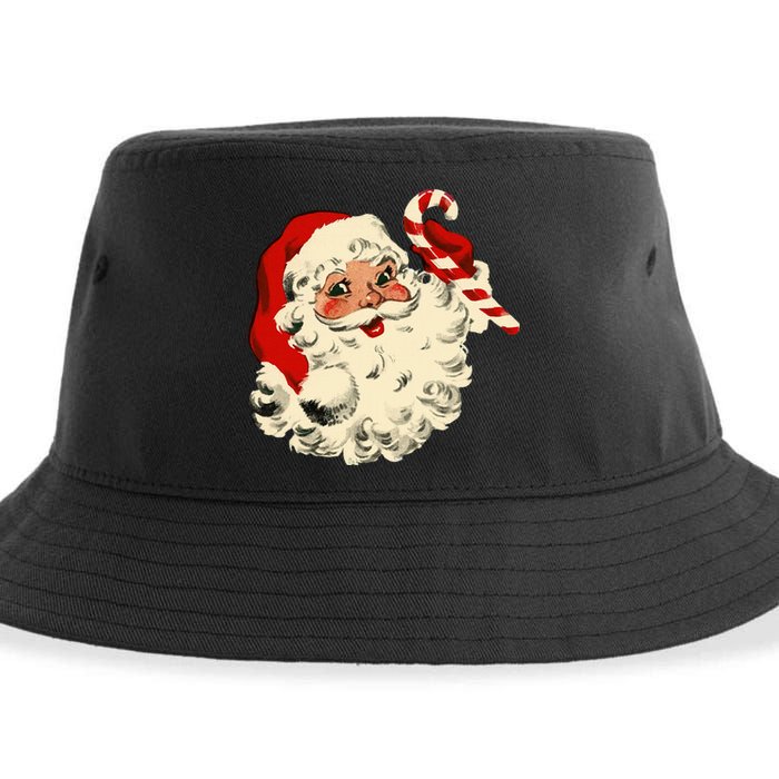 Vintage Christmas Santa Claus Face Funny Old Fashioned Xmas Sustainable Bucket Hat