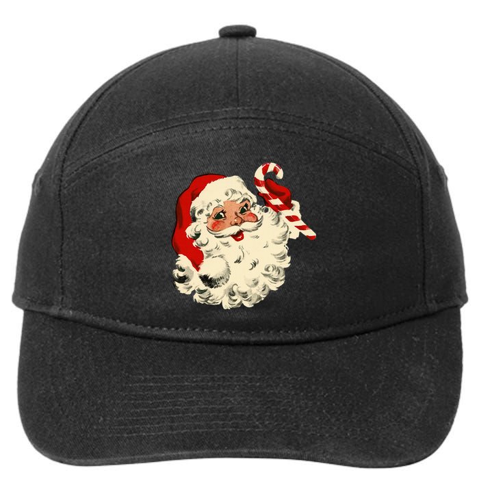 Vintage Christmas Santa Claus Face Funny Old Fashioned Xmas 7-Panel Snapback Hat