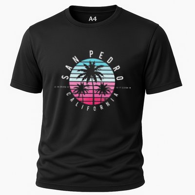 Vintage California San Pedro Ca Beach Gps Coordinate Performance Shirt