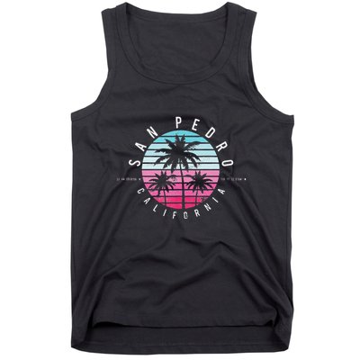 Vintage California San Pedro Ca Beach Gps Coordinate Tank Top