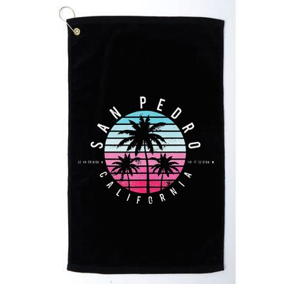 Vintage California San Pedro Ca Beach Gps Coordinate Golf Towel