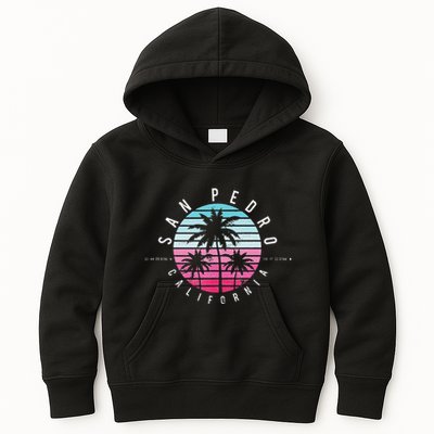 Vintage California San Pedro Ca Beach Gps Coordinate Kids Hoodie