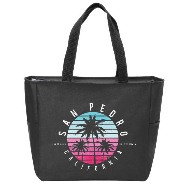 Vintage California San Pedro Ca Beach Gps Coordinate Zip Tote Bag
