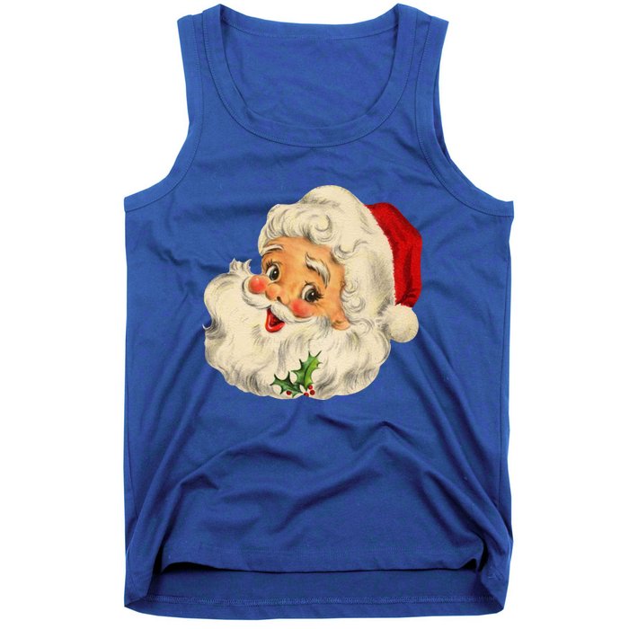 Vintage Christmas Santa Claus Face Funny Old Fashioned Funny Gift Tank Top