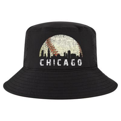 Vintage Chicago Skyline City Baseball Met At Gameday Cool Comfort Performance Bucket Hat