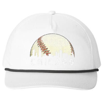 Vintage Chicago Skyline City Baseball Met At Gameday Snapback Five-Panel Rope Hat