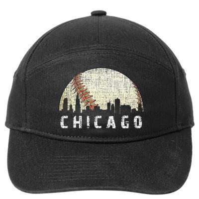 Vintage Chicago Skyline City Baseball Met At Gameday 7-Panel Snapback Hat