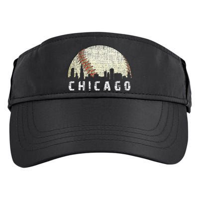 Vintage Chicago Skyline City Baseball Met At Gameday Adult Drive Performance Visor