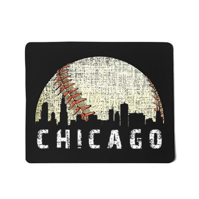 Vintage Chicago Skyline City Baseball Met At Gameday Mousepad