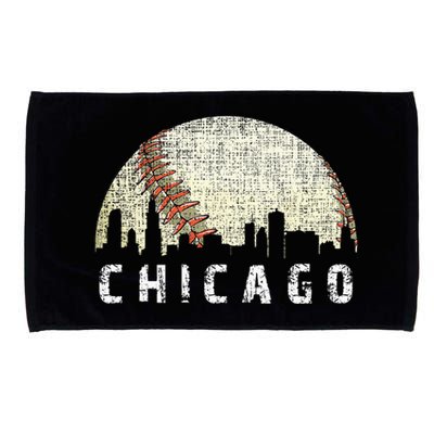 Vintage Chicago Skyline City Baseball Met At Gameday Microfiber Hand Towel