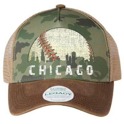 Vintage Chicago Skyline City Baseball  Legacy Tie Dye Trucker Hat