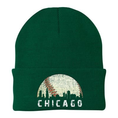 Vintage Chicago Skyline City Baseball  Knit Cap Winter Beanie