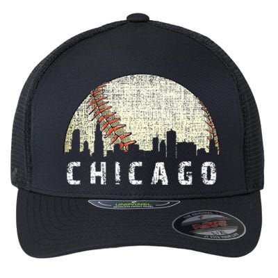 Vintage Chicago Skyline City Baseball  Flexfit Unipanel Trucker Cap