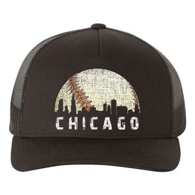 Vintage Chicago Skyline City Baseball  Yupoong Adult 5-Panel Trucker Hat