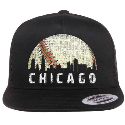 Vintage Chicago Skyline City Baseball  Flat Bill Trucker Hat