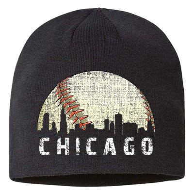 Vintage Chicago Skyline City Baseball  Sustainable Beanie