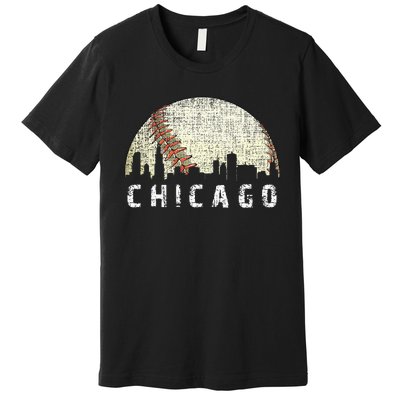 Vintage Chicago Skyline City Baseball  Premium T-Shirt