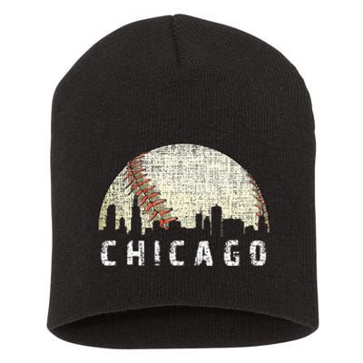 Vintage Chicago Skyline City Baseball  Short Acrylic Beanie