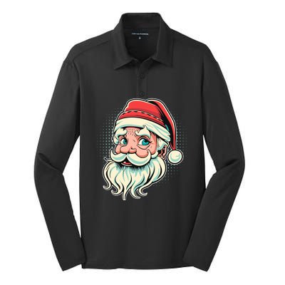 Vintage Christmas Santa Family Boy Silk Touch Performance Long Sleeve Polo