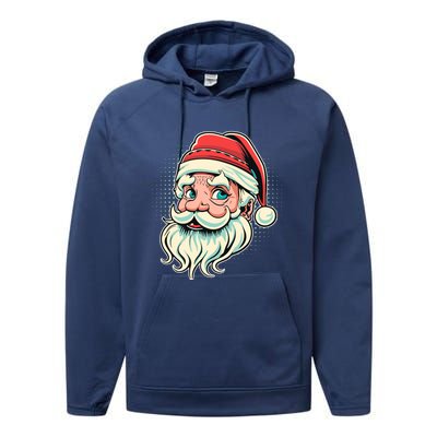 Vintage Christmas Santa Family Boy Performance Fleece Hoodie