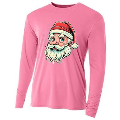 Vintage Christmas Santa Family Boy Cooling Performance Long Sleeve Crew