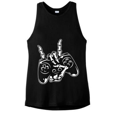 Videogame Controller Skeleton Hand Lazy Halloween Costume Gift Ladies PosiCharge Tri-Blend Wicking Tank