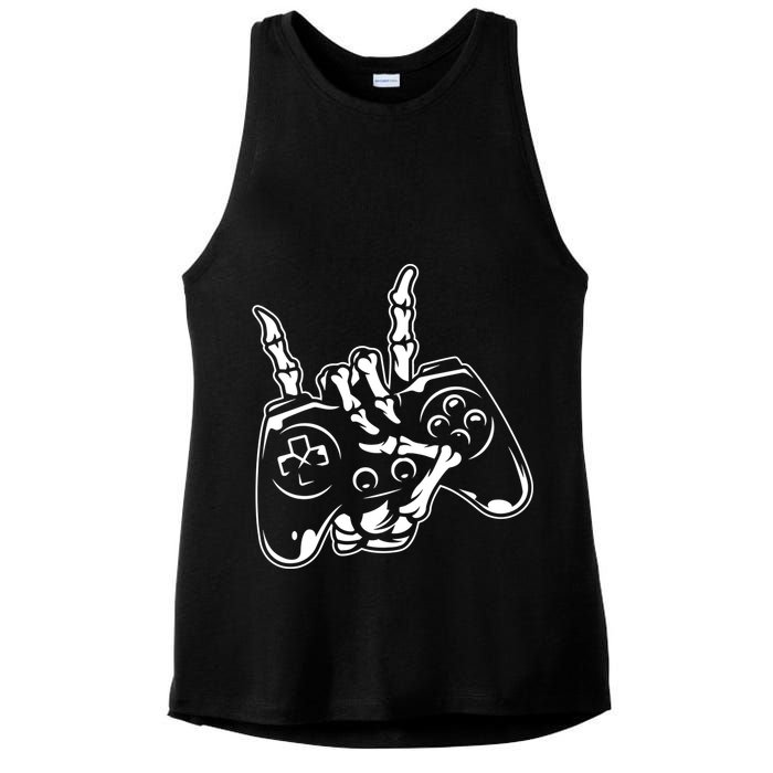 Videogame Controller Skeleton Hand Lazy Halloween Costume Gift Ladies PosiCharge Tri-Blend Wicking Tank
