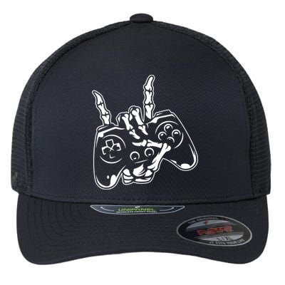 Videogame Controller Skeleton Hand Lazy Halloween Costume Gift Flexfit Unipanel Trucker Cap