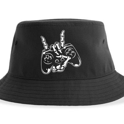 Videogame Controller Skeleton Hand Lazy Halloween Costume Gift Sustainable Bucket Hat