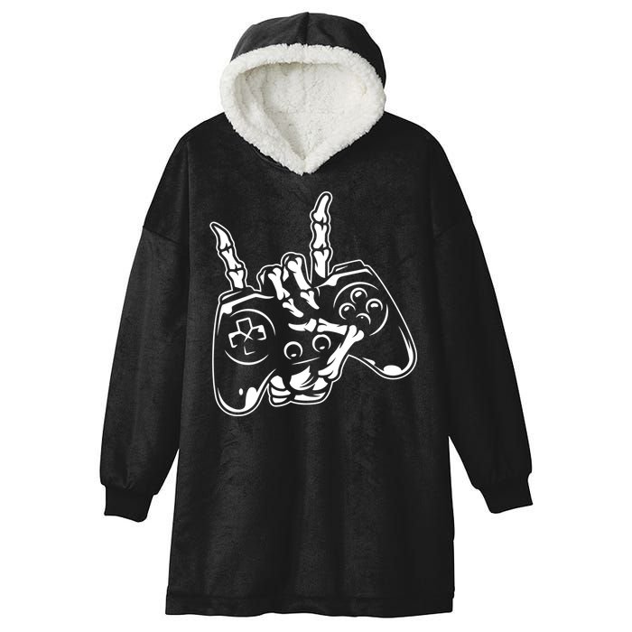 Videogame Controller Skeleton Hand Lazy Halloween Costume Gift Hooded Wearable Blanket